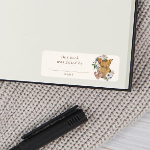 ニュートラルボホ子供部屋ベイビーシャワーの本のギフト ラベル