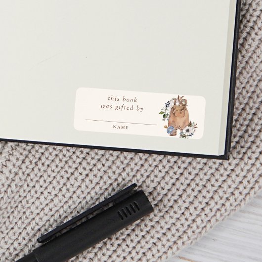 ニュートラルボホ子供部屋ベイビーシャワーの本のギフト ラベル