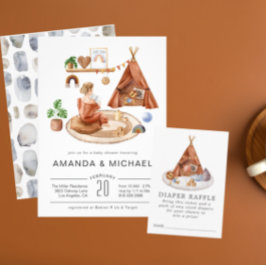 ニュートラルボホ子供部屋 |ベビーシャワー招待状 招待状