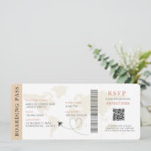 ニュートラルボーディングパス宛先ウェディングQRコード 招待状 (スタンド正面)