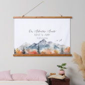 ニュートラルマウンテンウォーター結婚カラーズゲストブック 吊り下げ型タペストリー (寝室)