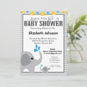 ニュートラルママ&ベビーエレファントベビーシャワー招待状 招待状 (スタンド正面)