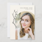 ニュートラルミニマリストアーチフォト卒業パーティー 招待状 (正面)