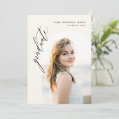 ニュートラルミニマリストアーチフォト卒業パーティー 招待状 (スタンド正面)