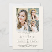 ニュートラルミニマリストアーチフォト卒業パーティー 招待状 (裏面)