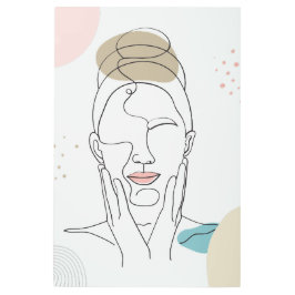 ニュートラルミニマリストウーマン顔体ラインアート メタルプリント