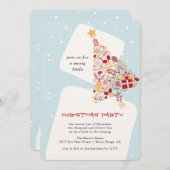 ニュートラルミニマリストギフトツリークリスマスパーティー 招待状 (正面/裏面)