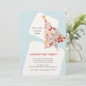 ニュートラルミニマリストギフトツリークリスマスパーティー 招待状 (スタンド正面)