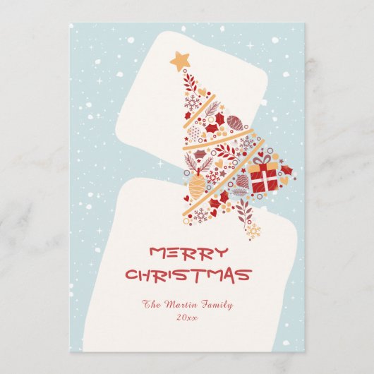 ニュートラルミニマリストギフトツリーメリークリスマスカード シーズンカード (正面)