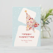 ニュートラルミニマリストギフトツリーメリークリスマスカード シーズンカード (スタンド正面)