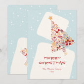 ニュートラルミニマリストギフトツリーメリークリスマスカード シーズンカード (正面/裏面)