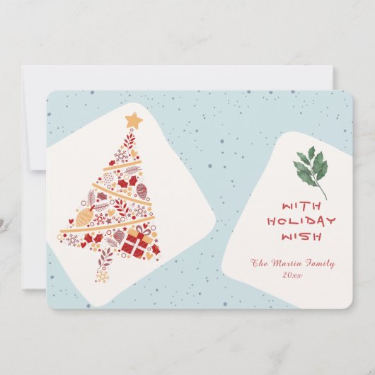 ニュートラルミニマリストホリデーウィッシュクリスマスカード 招待状 (正面)
