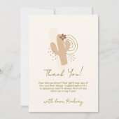 ニュートラルミニマリストボホ砂漠サボテン赤ちゃんシャワー サンキューカード (正面)