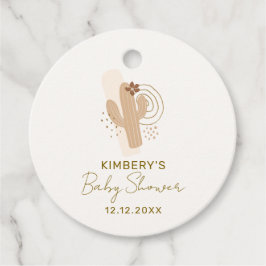 ニュートラルミニマリストボホ砂漠サボテン赤ちゃんシャワー フェイバータグ