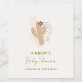 ニュートラルミニマリストボホ砂漠サボテン赤ちゃんシャワー ワインラベル (シングルラベル)