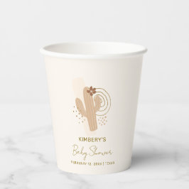 ニュートラルミニマリストボホ砂漠サボテン赤ちゃんシャワー 紙コップ