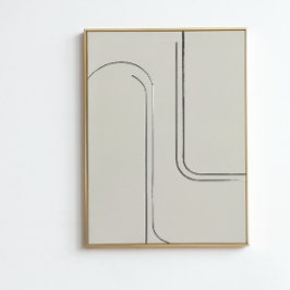 ニュートラルミニマリストラインアート | 抽象芸術ウォールプリント ポスター