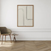 ニュートラルミニマリストラインアート | 抽象芸術ウォールプリント ポスター