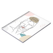 ニュートラルミニマリスト女性顔体ラインアートスパイラル ノートブック (左側)