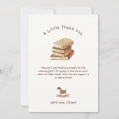 ニュートラルミニマリスト新しいチャプターブックベビーシャワー サンキューカード (正面)