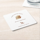 ニュートラルミニマリスト新しいチャプターブックベビーシャワー スクエアペーパーコースター (アングル)