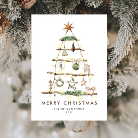 ニュートラルミニマリストBohoクリスマスコンポジション シーズンカード