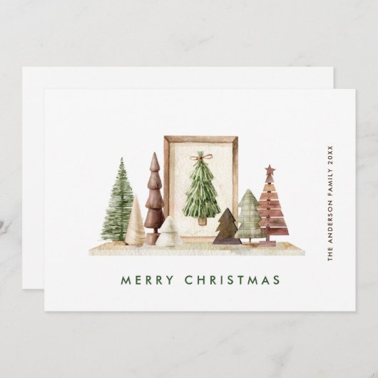 ニュートラルミニマリストBohoクリスマスコンポジション シーズンカード (正面/裏面)