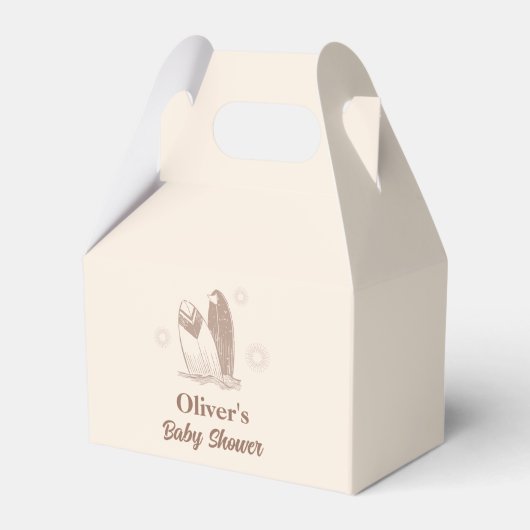 ニュートラルミニマリストBohoサーフボードベビーシャワー フェイバーボックス (正面サイド)