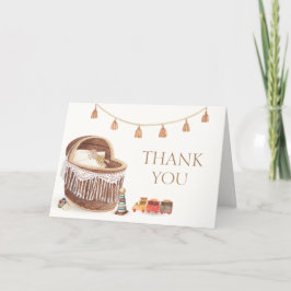 ニュートラルミニマリストBoho Bassinetトイベビーシャワー サンキューカード