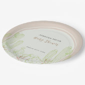 ニュートラルミニマリストBoho Cactusアーチベイビーシャワー ペーパープレート (アングル)