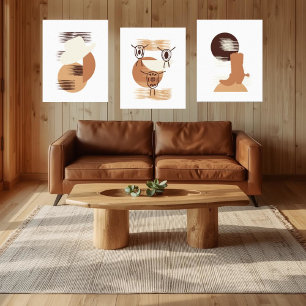 ニュートラルミニマルカラーカウボーイハットキャンバスアート キャンバスプリント