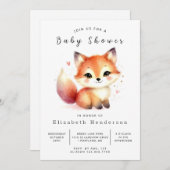 ニュートラルミニマルキツネベビーシャワー 招待状 (正面/裏面)