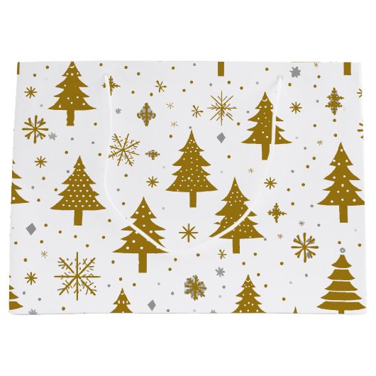 ニュートラルミニマルクリスマスホリデーツリー ラージペーパーバッグ (正面)