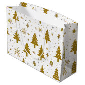 ニュートラルミニマルクリスマスホリデーツリー ラージペーパーバッグ (裏面アングル)