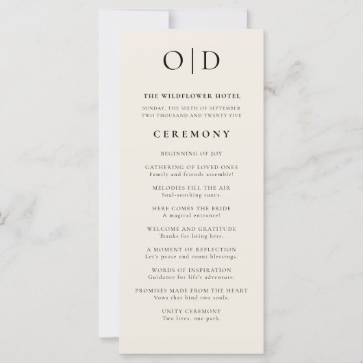 ニュートラルミニマルタイポグラフィ結婚式 プログラム (正面)