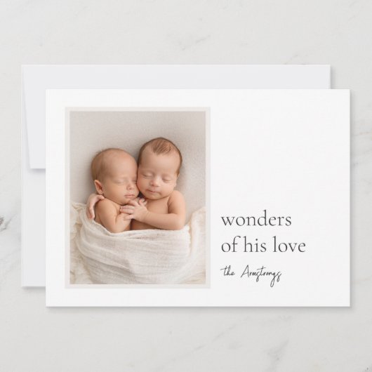 ニュートラルミニマルツインズホリデー誕生のお知らせ シーズンカード (正面)