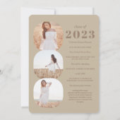 ニュートラルミニマルトーン幾何学写真の卒業 案内状 (裏面)