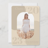 ニュートラルミニマルトーン幾何学写真の卒業 案内状 (正面)