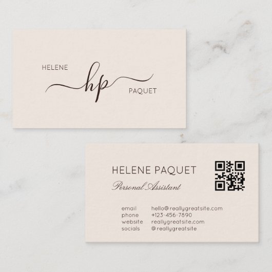 ニュートラルミニマルプロフェッショナルモノグラム企業の 名刺 (正面/裏面)