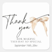 ニュートラルミニマルボウベージュサンキューユーブライダルシャワー スクエアシール (正面)