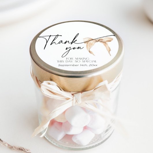 ニュートラルミニマルボウベージュサンキューユーブライダルシャワー スクエアシール