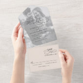 ニュートラルミニマルボホ赤面フォト結婚ズ オールインワン招待状 (貼ってはがせる)