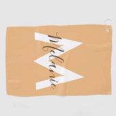 ニュートラルミニマルモダンリストオレンジモノグラム ゴルフタオル (横)