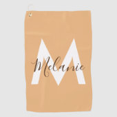 ニュートラルミニマルモダンリストオレンジモノグラム ゴルフタオル (正面)