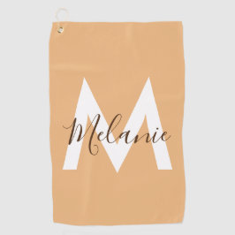 ニュートラルミニマルモダンリストオレンジモノグラム ゴルフタオル