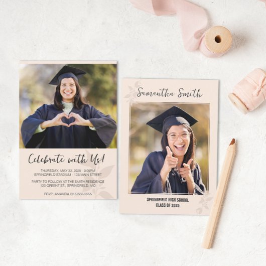 ニュートラルミニマル写真卒業 招待状