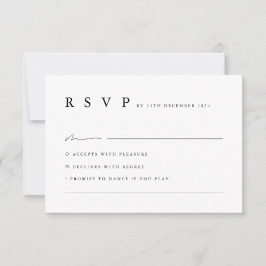 ニュートラルミニマル白黒ウェディングRSVPカード 出欠カード (正面)