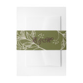 ニュートラルムース茶色とオリーブグリーンのアクセントのラップ 招待状ベリーバンド (正面例)