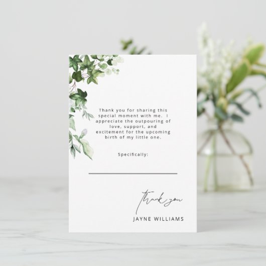 ニュートラルメッセージアイビーベイビーシャワーありがとう 招待状 (スタンド正面)