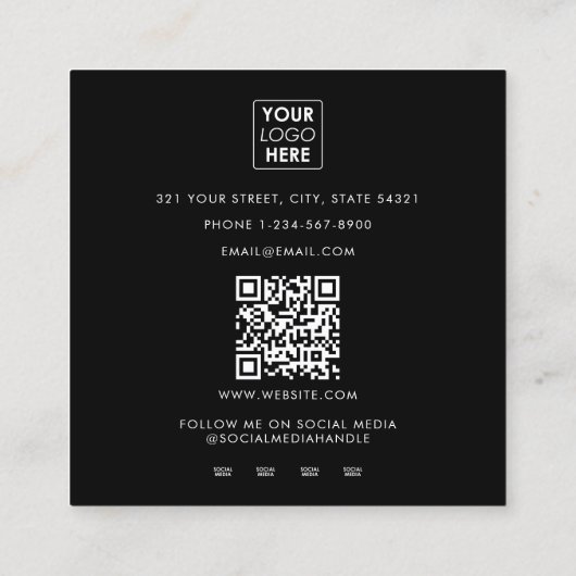 ニュートラルモダンな蝶メイクアップアーティスト スクエア名刺 (裏面)